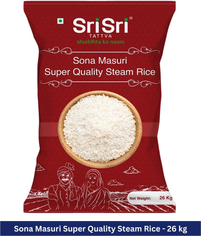 Sri Sri Tattva Sona Masuri Super Quality  Sona Masoori Rice (Full Grain, Steam)(26 Kg)