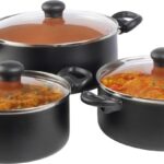 Kreme Casserole 2.5L + 3.5L + 4.5L Induction Bottom Non-Stick Coated Cookware Set(Aluminium, 3 – Piece)