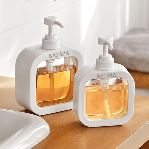 Ratava Empty Bottle Soap Dispenser For Bathroom Kitchen Large-Capacity Dispensing Bottled Hand Soap Dish Soap Shower Gel Shampoo Washing Powder Replacement Empty Bottle 1Pc