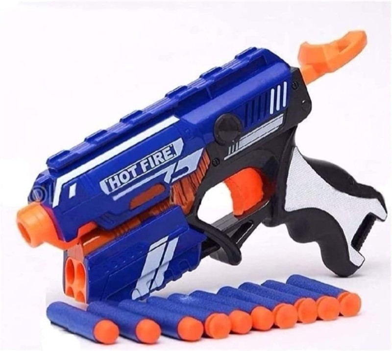 Mira Farmcraft Hot Fire Soft Toy Safe & Long Range Shooting With 10 Foam Bullets Guns & Darts(Blue)