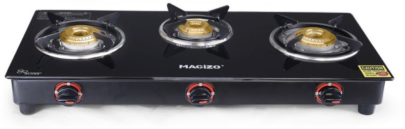 Macizo Iconic Isi Certified With 1 Year Warranty (With Doorstep Service) Glass Manual Gas Stove(3 Burners)