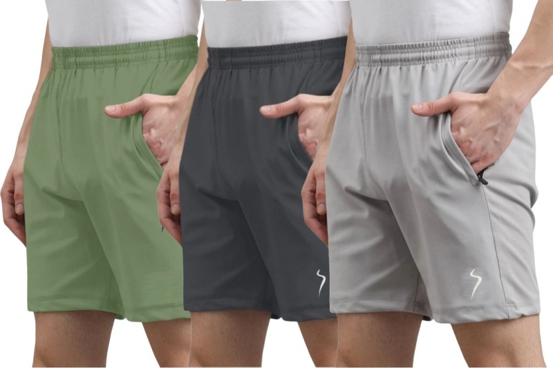 Flicfol Solid Men Multicolor Sports Shorts