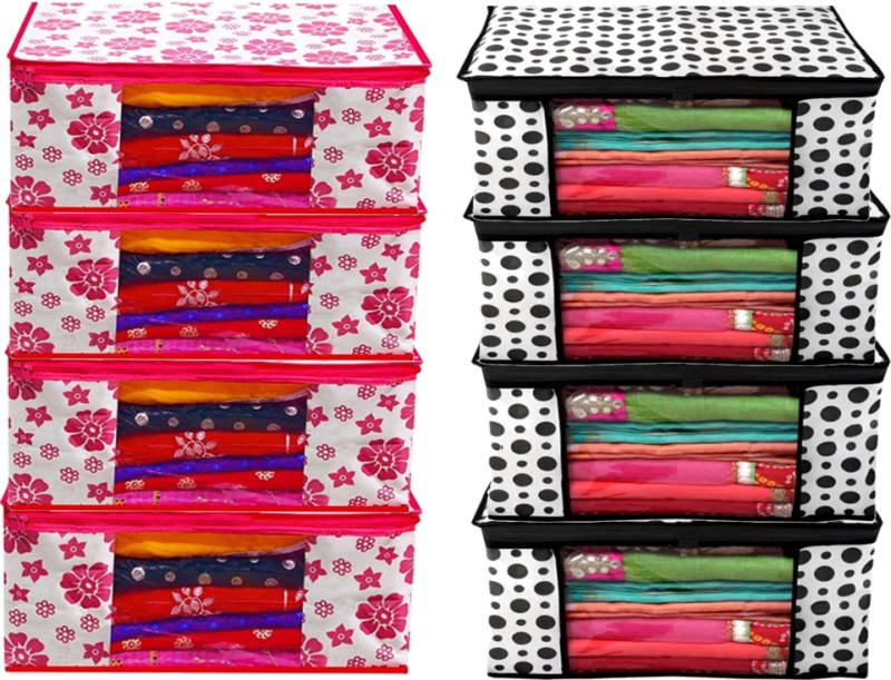 Annora International Pack Of 8 Cloth Safety Bag For Sarees ,Lahanga, Cloths,Suits,Pants Shirts Storage Space Saversaree Cover, Cloth Organizer Wardrobe Organizer Clothes Cover/Storage Cover/Cloth Cover ,Garment Cover(Multicolor)