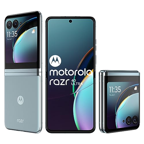 Motorola Razr 40 Ultra (Glacier Blue, 8Gb Ram, 256Gb Storage) | 3.6″ External Amoled Display | 6.9″ Amoled 165Hz Display | 32Mp Selfie Camera |30W Turbopower Charging | Android 13