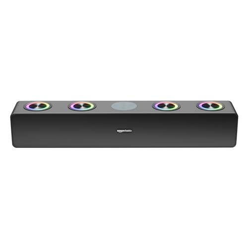 Amazon Basics C20R4 16W Bluetooth Soundbar With 2000 Mah Battery | 2X Bass | Up To 10 Hrs Of Playback | 4 Rgb Lights | Bluetooth 5.3, Aux & Usb Connectivity (Black)