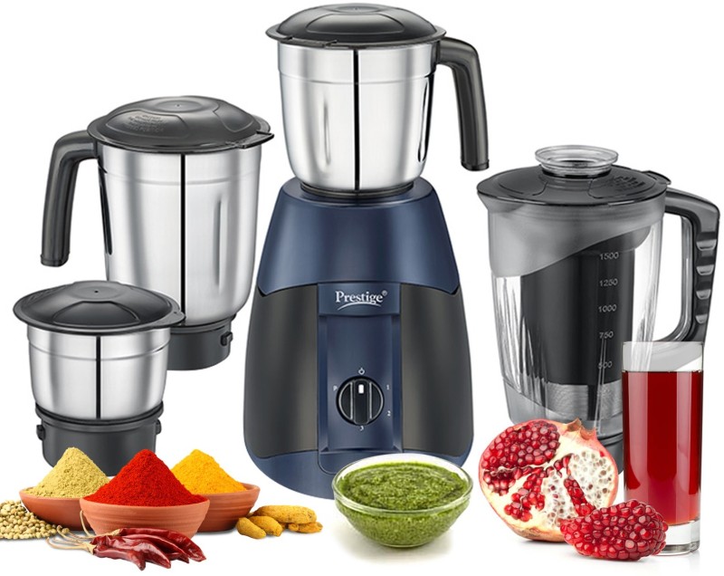 Prestige Atlas Supreme 750 W Juicer Mixer Grinder (4 Jars, Black, Blue)