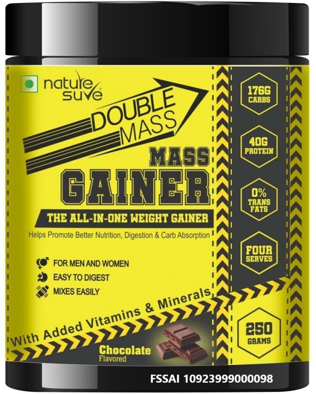 Nature Sure Double Mass Chocolate Flavored Weight Gainers/Mass Gainers(250 G, Chocolate)