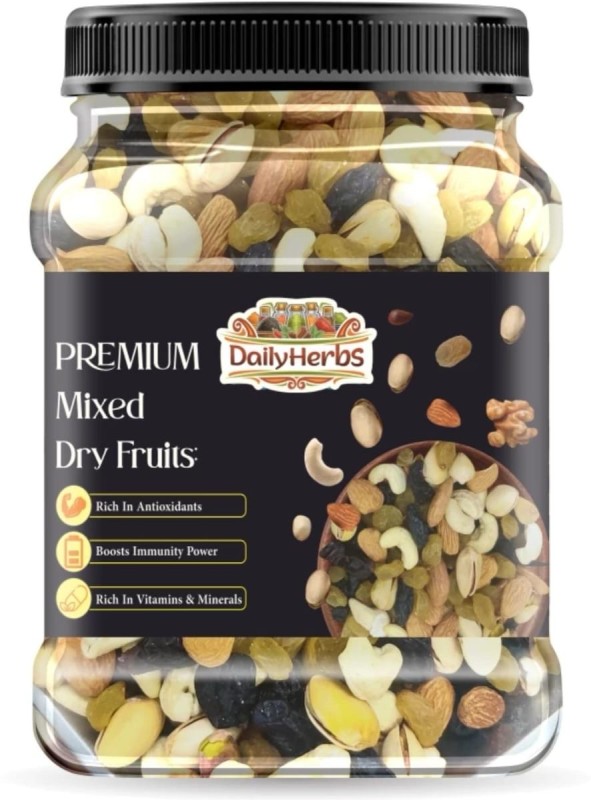 Dailyherbs Mix Dry Fruits [Almonds, Cashews, Walnut, Green & Black Raisins, Kiwi, Apricot](500 G)