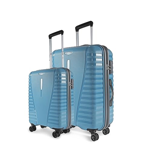 Aristocrat Air Pro Set Of 2 Hard Check-In Luggage (56+76Cm) | Cabin And Large Check-In Luggage | Lightweight Luggage With Strong Wheels, Secured Zip And Secured Combination Lock | Cross Teal