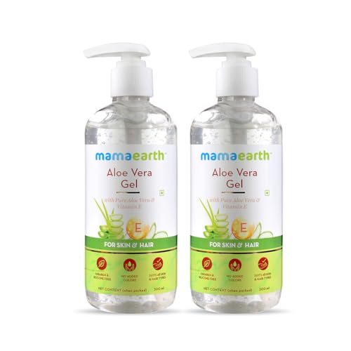 Mamaearth Aloe Vera Gel With Pure Aloe Vera & Vitamin E For Skin And Hair | Hydrates Skin | Soothes Irritated Skin – 300 Ml (Pack Of 2)