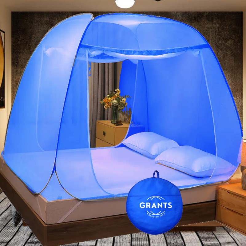 Grants Cotton Adults Washable Double And King Size Bed 6X6 6.5X6.5 7X7 Ft Mosquito Net(Smooth Blue, Tent)