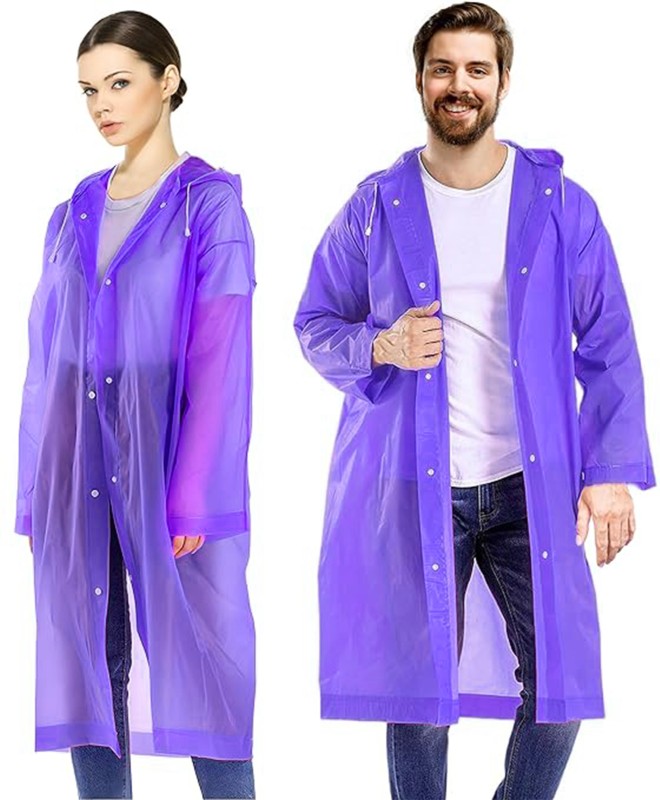 Spotview Waterproof Rain Poncho | Reusable | Lightweight | Fashionable |Purple Pack Of 1 Solid Men & Women Raincoat