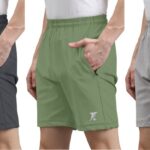 Indiclub Solid Men Dark Grey, Light Green, Silver Casual Shorts