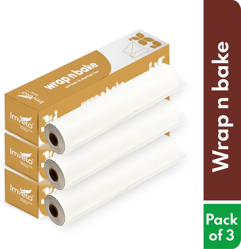 Imvelo Wrap N Bake Butter Paper | 20 Mtr | Microwave & Oven Safe | Wrapping & Baking Parchment Paper(Pack Of 3, 60 M)