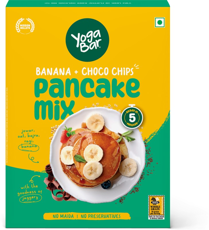 Yogabar Pancake Mix Banana Choco Chips | No Maida Baking Powder(150 G)