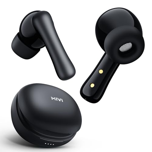 Mivi Duopods I2 True Wireless Earbuds, 45+ Hrs Playtime, Hd Call Clarity, Fast Charging, Type C, 13Mm Bass Drivers, Ipx 4.0 Sweat Proof, Bt V5.3, Made In India Earbuds – Black