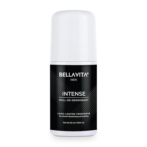 Bellavita Intense Natural Underarm Roll On Deodorant For Men, Control Odour, Alcohol-Free, Antiperspirant For Long Lasting Freshness 50Ml