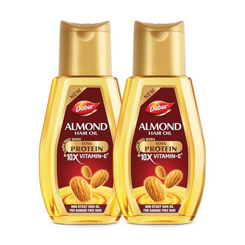 Dabur Almond Hair Oil – 580Ml(290Ml*2) | Provides Damage Protection | Non Sticky Formula | For Soft & Shiny Hair | With Almonds, Keratin Protein, Soya Protein & 10X Vitamin E