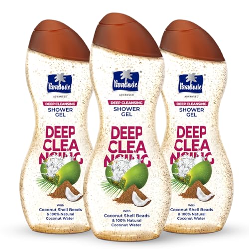 Parachute Advansed Deep Cleansing Shower Gel, Gentle Daily Exfoliation With Coconut Shell Beads And Coconut Water | 100% Soap Free, Paraben Free Dermat Tested| 750Ml, Pack Of 3