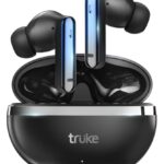 Truke Q1 Lite True Wireless In Ear Earbuds, 48H Clear Calls, Fast Charging, Elegant Design, Bluetooth 5.4, Noise Cancellation, Game Mode (Metal Black)