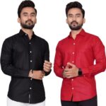 Metronaut Men Solid Casual Multicolor Shirt(Pack Of 2)