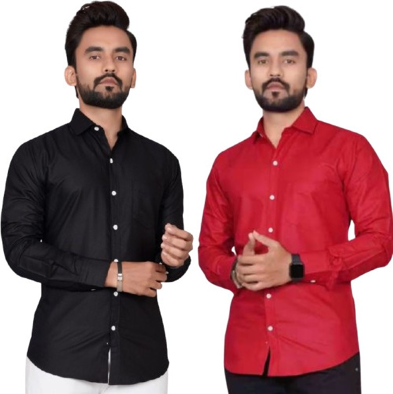 Metronaut Men Solid Casual Multicolor Shirt(Pack Of 2)