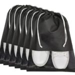 Glun® Shoe Organizer Sleeves Or Cover, Black In Colour, Non-Woven Fabric With String Closing And See Through Window Pack Of 6 (Black)