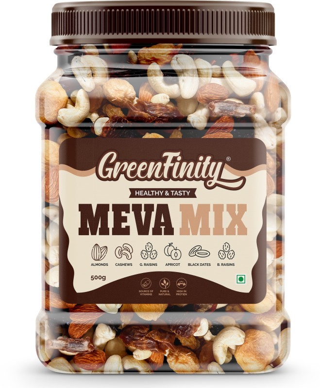 Greenfinity Mevamix 500G – Premium Dry Fruits Mix For Health & Energy Boost(500 G)