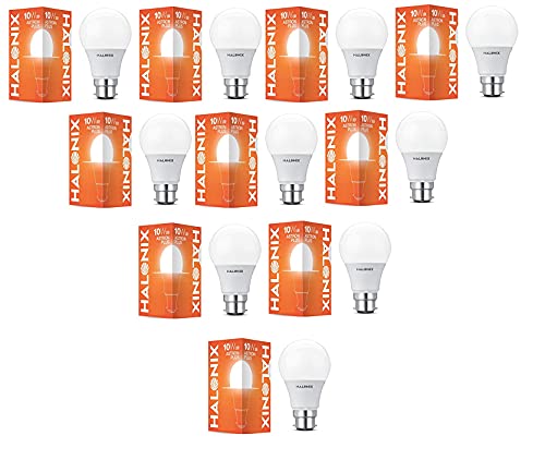 Halonix 10 Watt B22D Led Cool Day Light Bulb, Pack Of 10, White