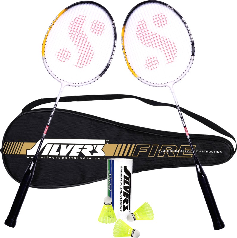 Silver’S Fire Badminton Combo- 2 Rackets With Shuttle Pack Of 3 Badminton Kit(Na)