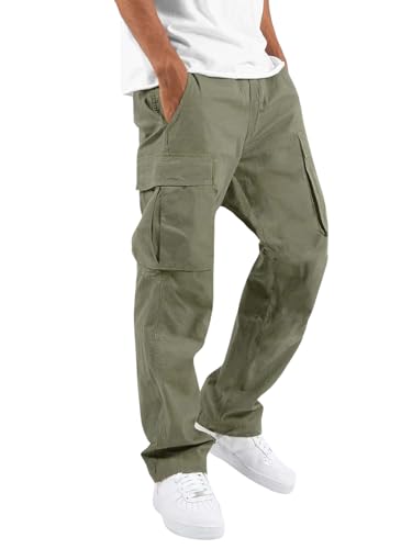 Lymio Men Cargo || Men Cargo Pants || Men Cargo Pants Cotton || Cargos For Men (Cargo-01-04) (S, Olive Green)