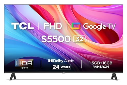 Tcl 80.04 Cm (32 Inches) Metallic Bezel-Less S Series Full Hd Smart Led Google Tv 32S5500 (Black)