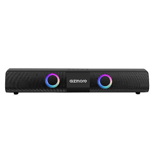 Gizmore Gizbar 2000 Soundbar Speaker 20W Rms Powerfull Bass Soundbar With Quad & Equaliser Mode, In-Built Rgb Light, Immersive Surround Sound, Upto 6 Hrs Playtime Aux/Usb, Sd Port (Black)