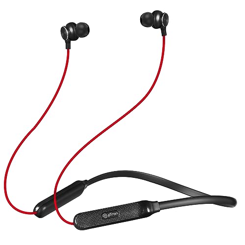 Ptron Tangent Duo Bluetooth 5.2 Wireless In-Ear Headphones, 13Mm Driver, Deep Bass, Hd Calls, Fast Charging Type-C Wireless Neckband, Dual Pairing, Voice Assistant & Ipx4 Water Resistant (Red/Black)