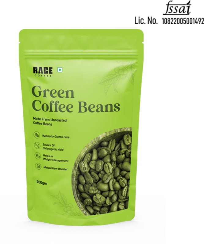 Rage Green Coffee Beans | Helps In Weight Management | Source Of Chlorogenic Acid | Coffee Beans(200 G, Green Coffee Flavoured)