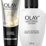 Olay Moisturising Lotion With Coconut, Caster Seed Oil, Glycerin (150Ml) & Total Effects 7 In 1 Exfoliating Cleanser (100Gm)(2 Items In The Set)