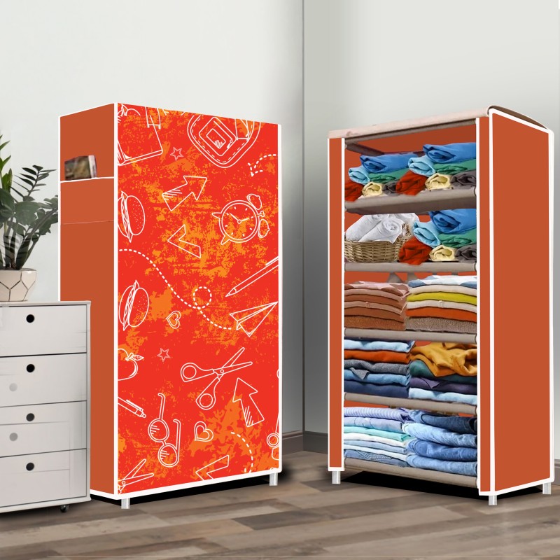 Zofiy 5 Layer School Pattern Print Pp Collapsible Wardrobe(Finish Color – School Pattern Modern Print, Diy(Do-It-Yourself))