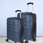 Nasher Miles Rome Hard-Sided Luggage Set Of 2 Navy Blue Trolley/Travel/Tourist Bags (55 & 65 Cm) Expandable Check-In Suitcase 8 Wheels – 24 Inch