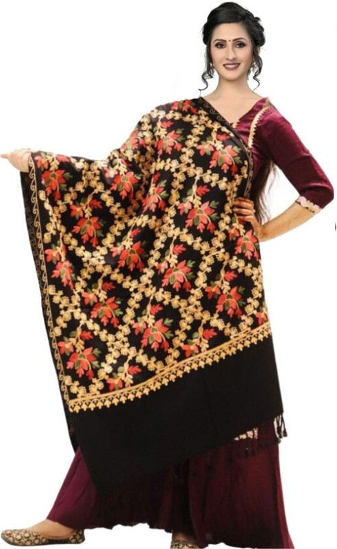 Radhe Products Wool Embroidered Women Shawl(Multicolor)