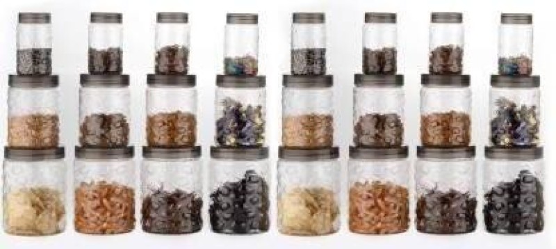 Flipkart Smartbuy Plastic Grocery Container  – 300 Ml, 600 Ml, 1200 Ml(Pack Of 24, Grey, Clear)