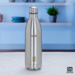 Sumeet Isi Certified Double Wall Water Bottle,24 Hours Hot & Cold 1000 Ml Flask(Pack Of 1, Silver, Steel)