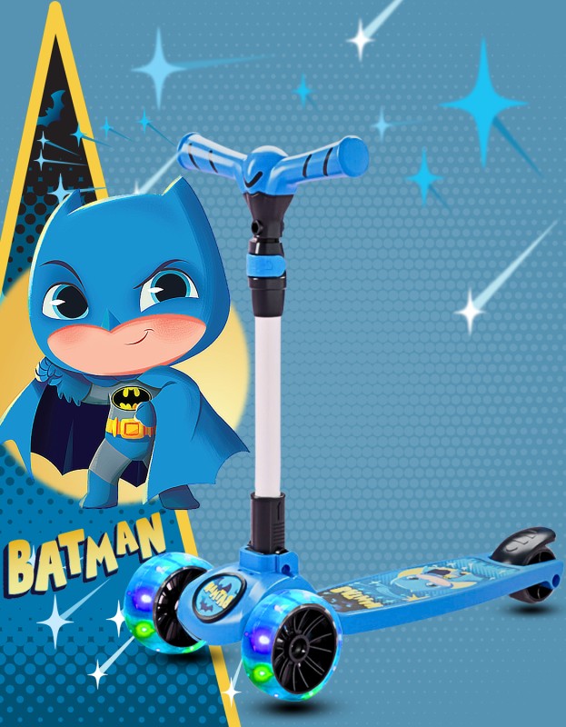 Miss & Chief Batman 3-Wheel Kids Scooter With Led Wheels & Adjustable Height(Blue)