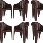 Homiboss Outdoor & Home Chairs Set Of 6 Plastic Living Room Chair(Finish Color – Brown, Pre-Assembled)