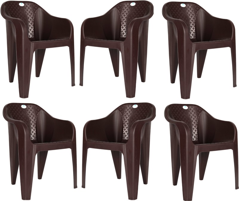 Homiboss Outdoor & Home Chairs Set Of 6 Plastic Living Room Chair(Finish Color – Brown, Pre-Assembled)