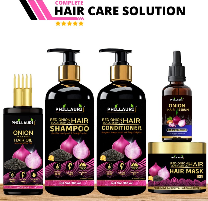 Phillauri Hair Oil,Shampoo,Conditioner,Hair Serum & Hair Mask Combo Promotes Hair Growth,Reduces Hair Fall(5 Items In The Set)