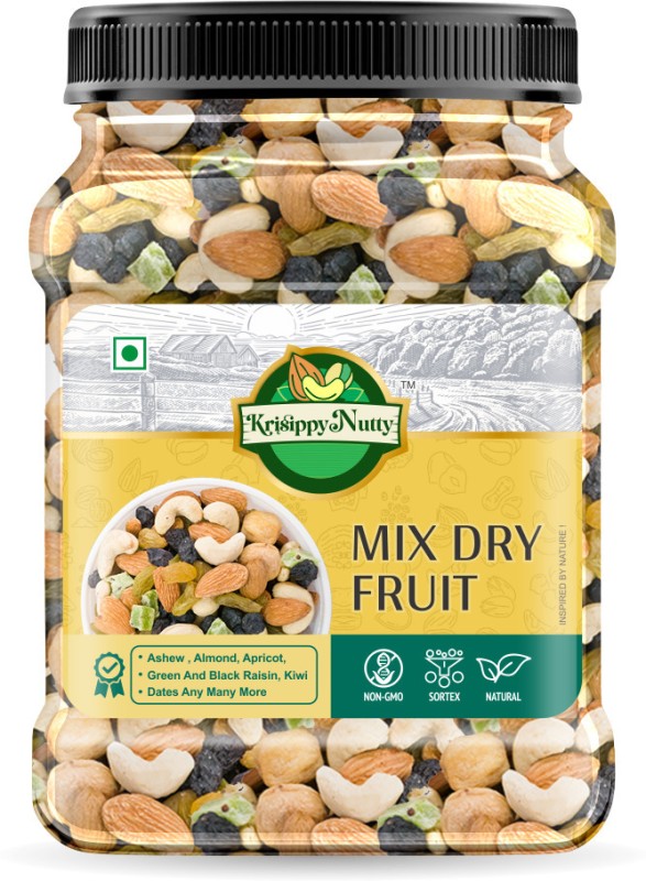 Krisippynutty Mixed Dry Fruits Almonds, Cashews, Raisins, Apricots, Kiwi, Dates(500 G)
