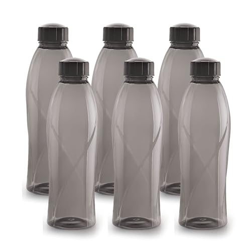 Cello Texas Pet Bottle | Leak Proof And Break Proof | Perfect For School, College, Work, And Outdoor Adventures Water Bottle | 1 Litre, Set Of 6 | Black