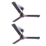 Longway Creta P2 1200 Mm/48 Inch Ultra High Speed 3 Blade Anti-Dust Decorative Star Rated Ceiling Fan (Smoked Brown, Pack Of 2)