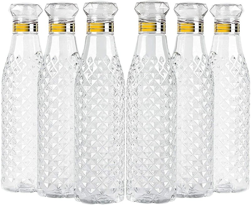 Anzal Crystal Clear Water Bottle For Fridge Unbreakable 1000 Ml Bottle 1000 Ml Bottle(Pack Of 6, Clear, Plastic)