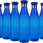 Anzal Crystal Water Bottle For Fridge, Home Office Gym School Boy, Unbreakable Bottle 1000 Ml Bottle(Pack Of 6, Blue, Plastic)
